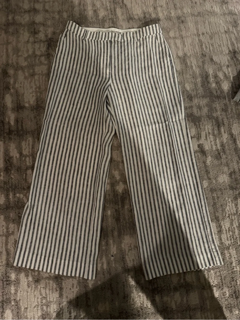 Reformation women’s Striped Wide-Leg Chinos - Navy & White